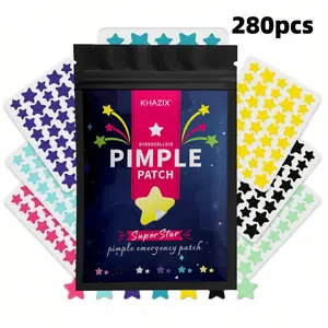 280pcs, Hydrocolloid Pimple Patches,  Multiple Colors, Star Shapes, Waterproof and Sweat-resistant,  Comfortable and Breathable, for Acne Prone and Skin Multi-Pack