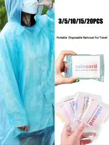 3/5/7/14pcs Disposable Raincoat Portable Compression Card Packaging Outdoor Drift Travel Thickened One Size Plastic Waterproof Poncho,Raincoat For Adult Women And Man, Thickened, Long, Disposable Poncho, Suitable For Daily Outdoor Activities, Camping, Hik
