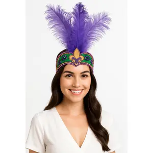 Feathered Jeweled Masquerade Headband