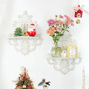 Sungmor 2PC Floating Shelves for Wall, Beautiful Victorian Style Cast Iron Wall Mounted Shelf, Pretty Pattern Wall Hanging Shelves Decoration, Living Room Bedroom Wall Display Ledges