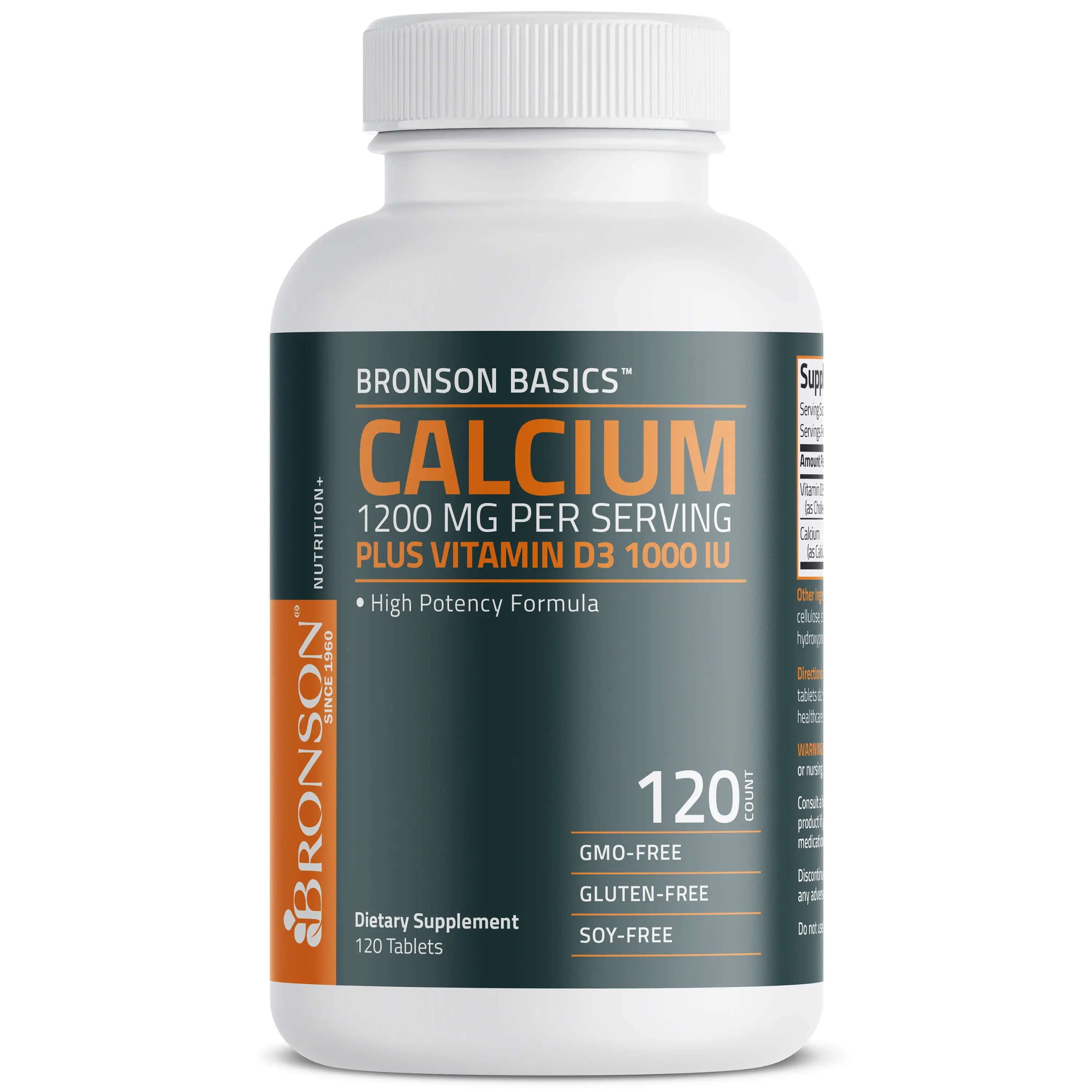 Bronson Calcium 1200 MG with Vitamin D3 1000 IU, Supplement, Healthcare, Bone Health, Bone Support Natural Tablets