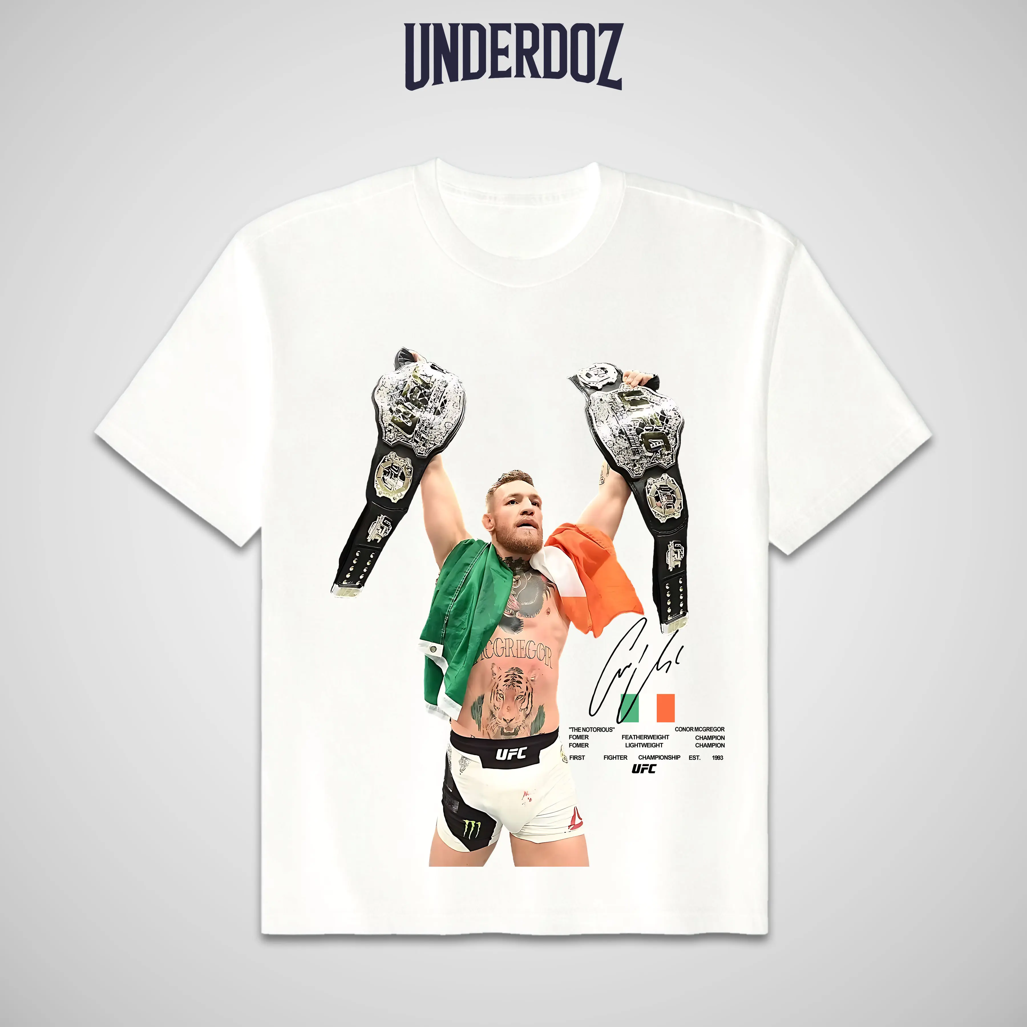 UFC Men's Conor McGregor Oversized Sports T-Shirt - 100% Cotton Streetwear, Casual Fit, Bold Graphics, Silky Softness, Short-Sleeve Round-Neck, Watch Party Top, Cold Wash, 7-Day Return/Exchange Policy, Affordable Menswear Cotton Graphic Tees