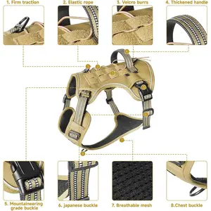 Tactical Dog Harness for Small Dogs , Durable Reflective Dog Harness, Easy to Control, Large Dogs No Pull Adjustable Pet Harness, Dog & Cat Accessories, Pet Supplies Breathable Mesh Service Dog Harness