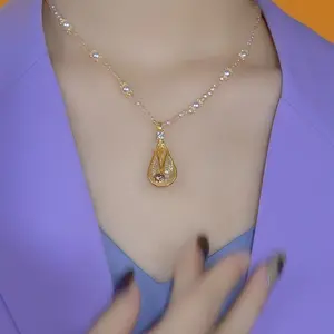 LisiZen Zircon Mesh Water Drop Pendant Necklace for Women, 2025 New Design, Chic Minimalist Fashion Collarbone Chain Jewelry DZXL3674