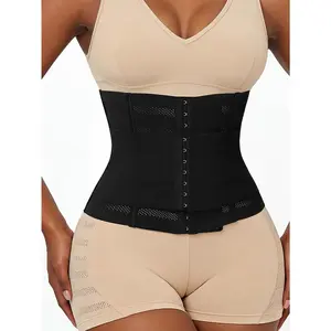 Queenral Women's Double-Belt Waist Trainer for Tummy Control Flat Stomach Shaping Slimming Body Shaping Corset High-Stretch Breathable Seamless Fabric Shapewear - Womenswear
