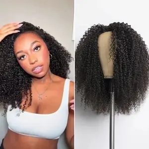 22inch #1B Natural Black Messy Curly Half Wig 180% Density for Stylish Looks