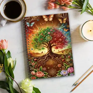 Colorful A5 Tree Design Notebook, Detachable Coil Binding, Horizontal Line Pages, Ideal for Note-Taking and Sketching