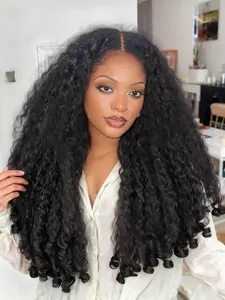 Long Kinky Curly V Part Wigs for Women,,Gorgeous Fluffy Natural Looking Synthetic Wig without Bangs,Effortless Beauty Wig for Daily,Party Use, Fashion Fluffy Wigs, Synthetic Hair Wig