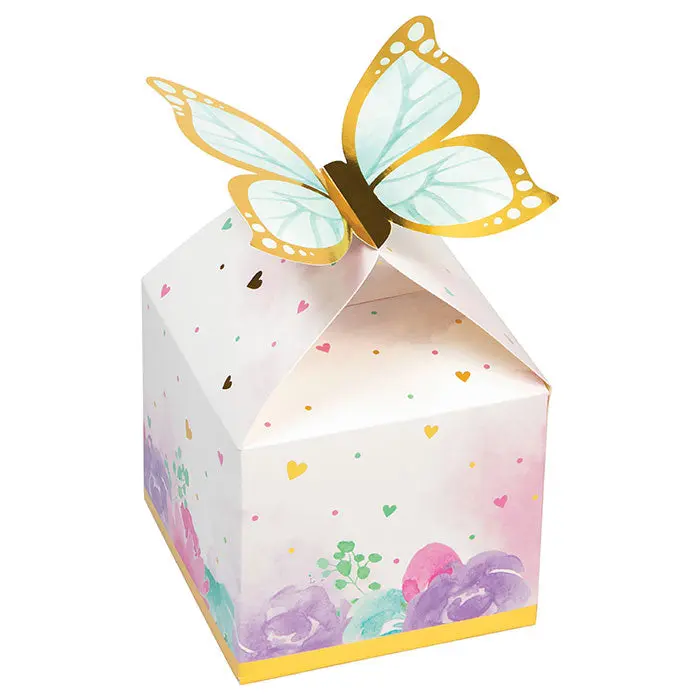 Access 355775 5 x 4 in. Butterfly Shimmer Foil Treat Box, Multi Color