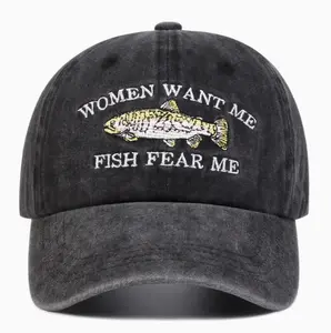 Women Want Me Fish Fear Me Hat, Unisex Baseball Hat, Funny Dad Hats, Dad Jokes, Father's Day, Gifts for Him, Birthday Gifts, Christmas, Fishing and Camping