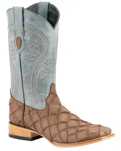 Ferrini Men's Bronco Pirarucu Print Western Boot Broad Square Toe - 43393-10 Ferrini Men's Bronco Pirarucu Print Western Boot Broad Square Toe - 43393-10