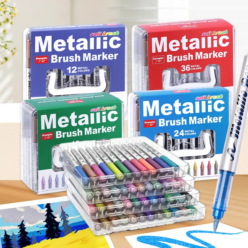 Guangna Soft Tip Acrylic Markers Set, Large Capacity Non-Transparent Drawing Pens, Artist Hand Drawn, Artist DIY Painting Brushes, Perfect Gift for Artists