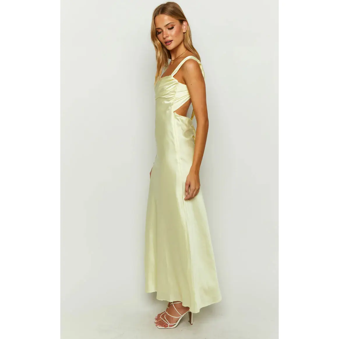 Laria Yellow Satin Formal Maxi Dress - TikTok Shop Laria Yellow Satin Formal Maxi Dress - TikTok Shop