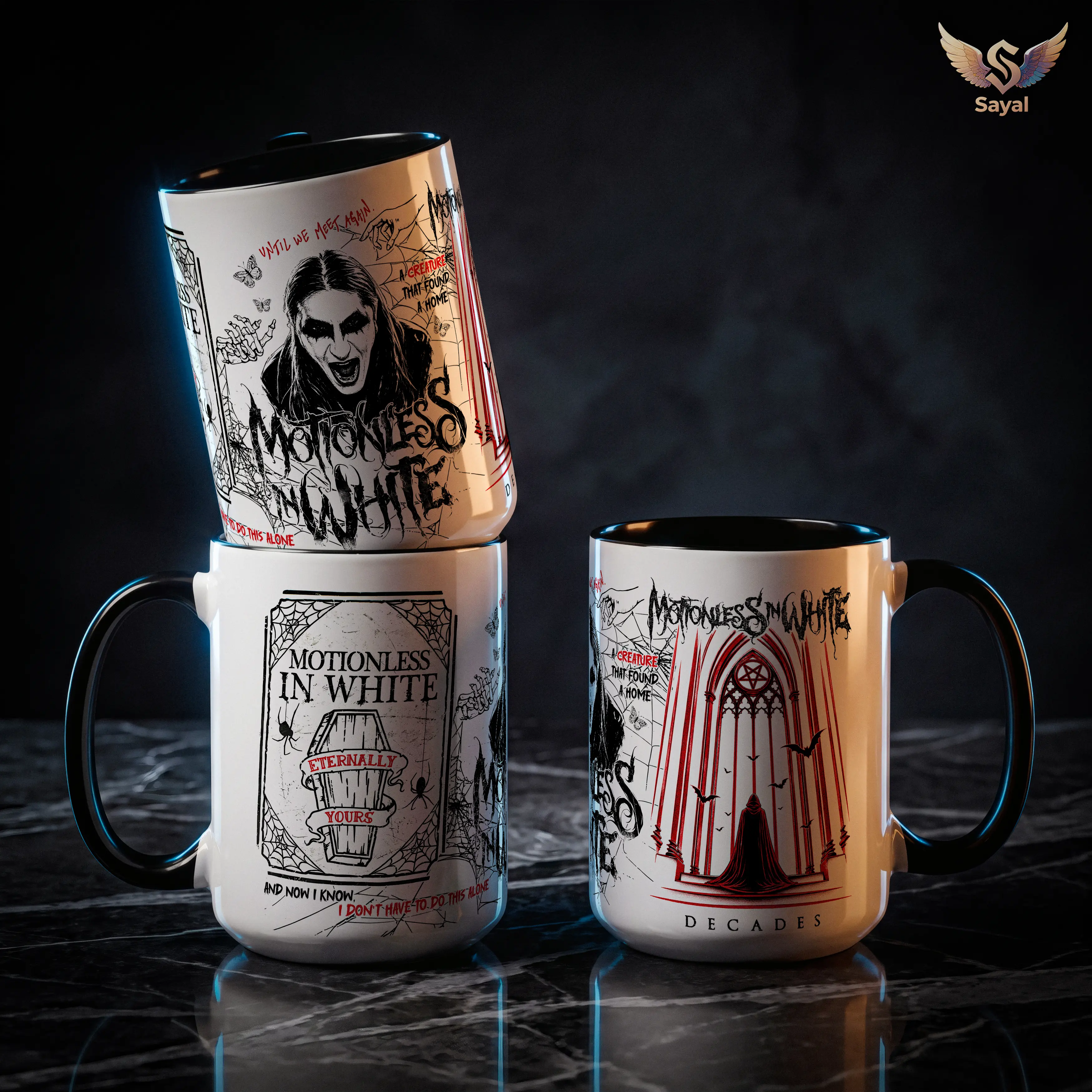 Motionless In White Decades Album Chris Motionless 15oz 11oz Ceramic Coffee Mug Black Handle Gothic Coffin Metalcore Band Merch For Music Fans Tumbler Insulated Drinkware