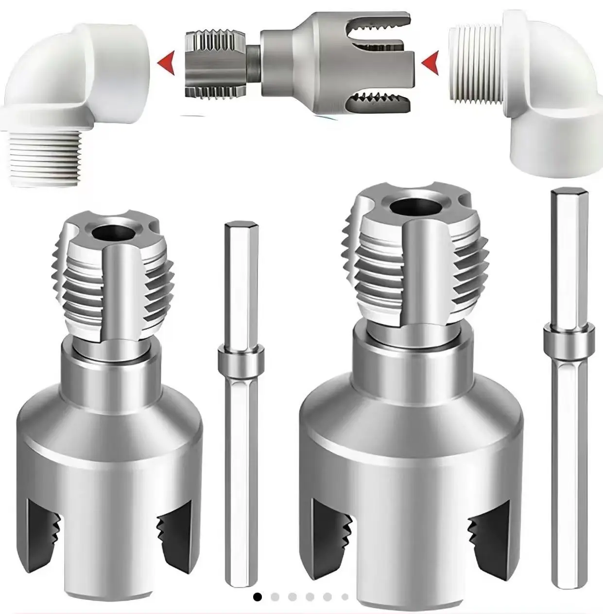 New 1/2"+3/4" Integrated Tap Hole Cutter for PPR Pipe, Internal Thread Tapping Hand Tool, Internal & External Thread Hole Opener for Household Water Pipes