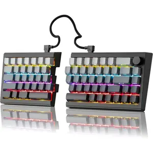 ZORNHER ST68 Ergonomic Split 65 Wireless Gaming Keyboard with Knob Hot Swappable Mechanical Linear Switches RGB Backlit for Win Mac