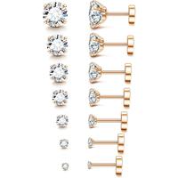 F. 7Pairs, 2-8mm rose gold