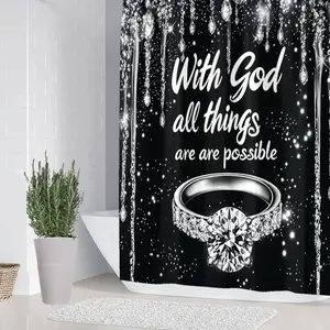 1/4 piece diamond ring design bathroom set, including soft floor mat, toilet seat cushion, shower curtain, creating elegant decoration, home decoration, floor mat with good rebound, water absorption, anti slip, preferred for gift giving