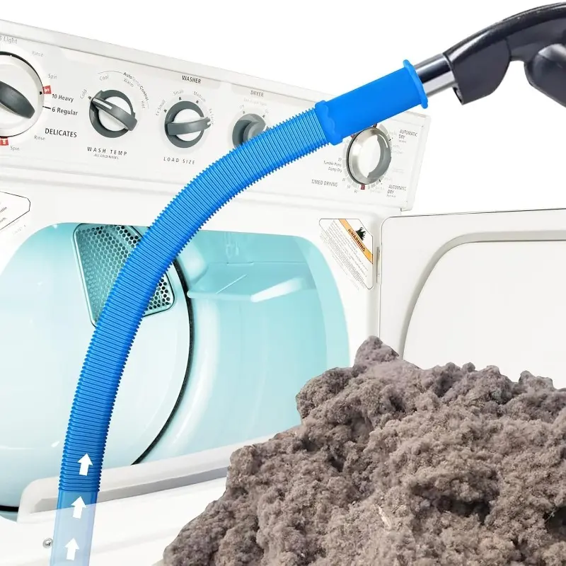 Dryer Vent Cleaner Kit Vacuum Hose Attachment with Flat Hose Design, Universal Connector, Power Suction - Flexible Enough, Fits All Vacuum Cleaner, Quick Lint Remover Home Improvement Bathroom Fixture Accessory