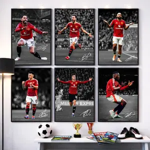 Manchester United Signed Poster Set, Bruno Fernandes, Bryan Mbeumo, Benjamin Šeško, Kobbie Mainoo, Lisandro Martínez, Matheus Cunha ( Unframed-Print Only )