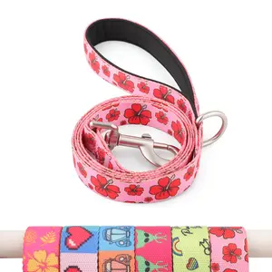 Floral Pattern Dog Leash with Soft Padded Handle, Heavy Duty Pet Leash for Small Medium Large Dogs, Durable Comfortable Walking Leash for Outdoor Training