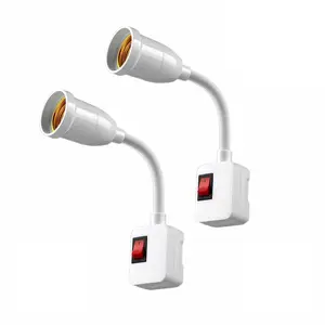 2-Pack E26/E27 Socket Extension with On/Off Switch, 360° Fully Flexible Neck Plug-In Light Socket Adapter, No Wiring Needed,Flame Retardant Pc,For Bedroom,Night Light,Garage,Closet,And Bulb Camera Ryandesign