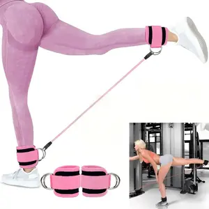 2 pcs Fitness Ankle Straps Adjustable D-Ring Support Cuffs Gym Leg Strength Workouts Pulley With Buckle Sports Guard Safety Abductors Muscle Training Equipment Muscle Exercise Equipment