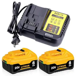 For Dewalt DCB112 black Charger  & 2-Pack DCB200 20V 8Ah Lithium-Ion Battery Starter Kit
