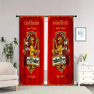 Gryffindor emblem pattern courage-themed interior curtains, blackout, heat-insulating, and soft, suitable for home décor.