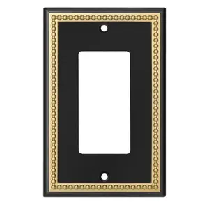 Harmon Black and Brushed Gold Single Decora Decorative Switchplate Cover