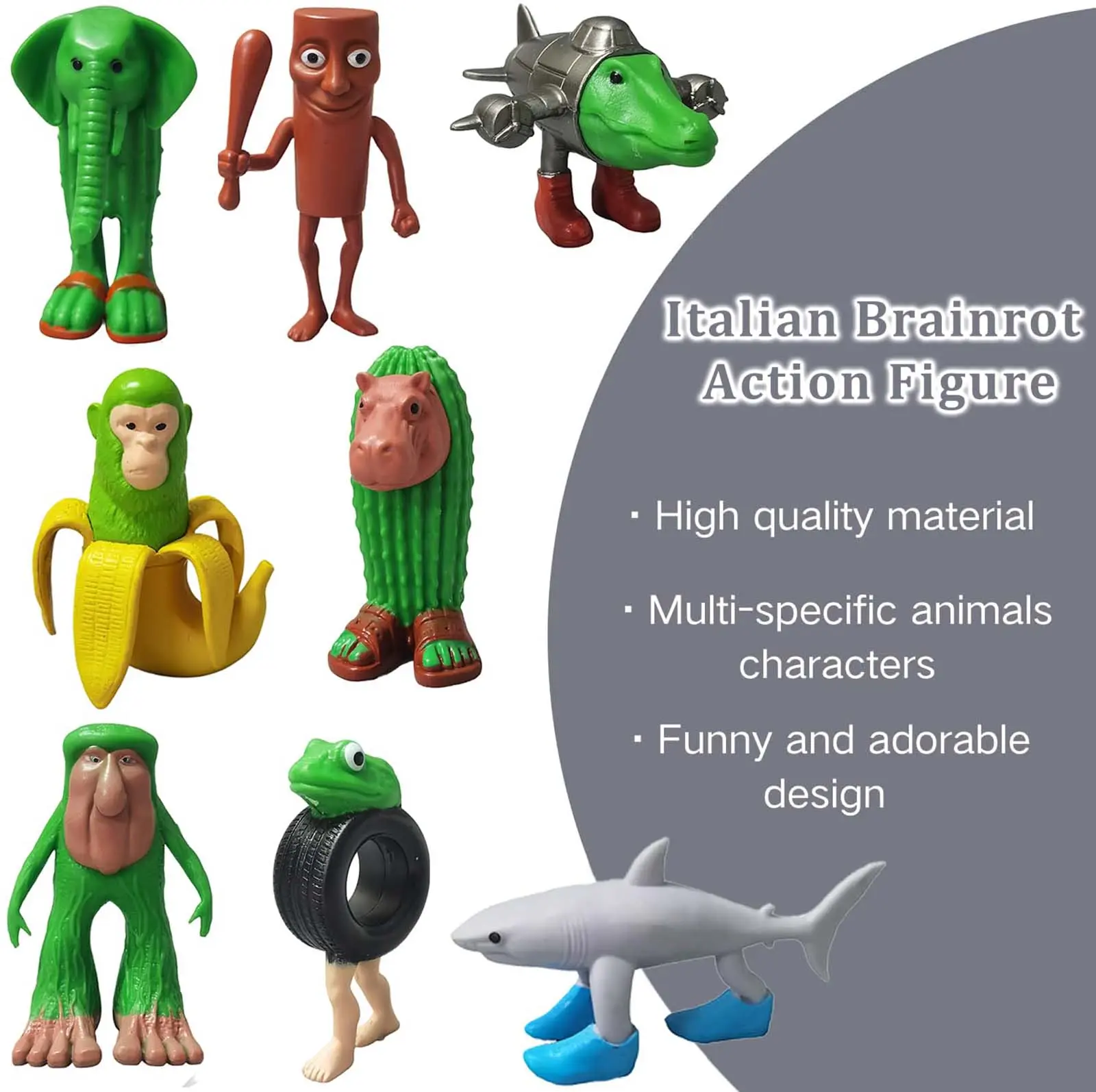 8PCS Tralalero Tralala Action Figure,TNG TNG Sahur Meme Unique Action Figures Decorations Gifts,Meme Shark Figures Toys 2.5in, Brain Rot Toys