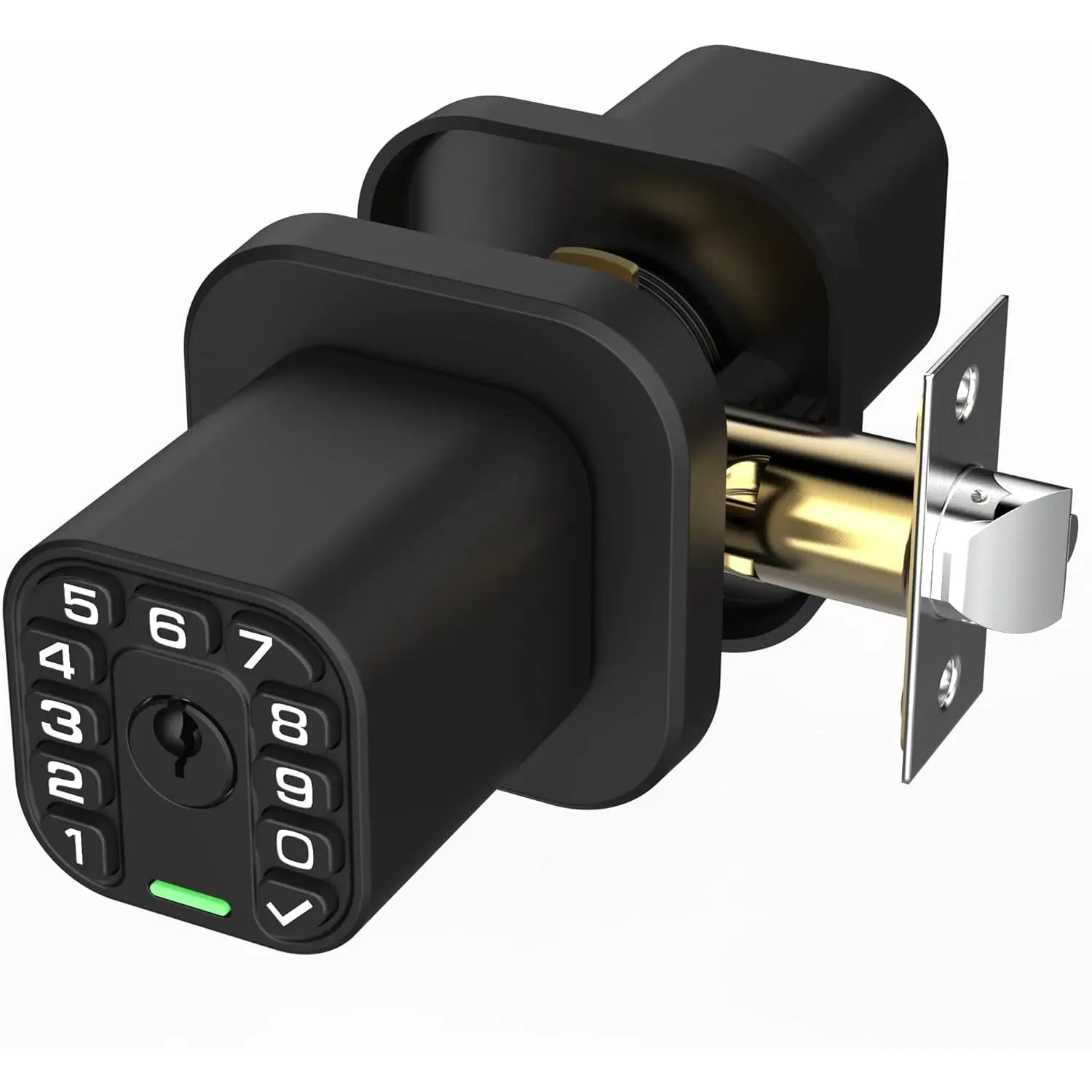 Square Door Knob with Keypad, Keylees Entry Door Lock with Cylinder, Auto Lock,  & Weatherproof Code Doorknob for Outdoor & Indoor, Bedroom, Entry Door,Office -Matte Black
