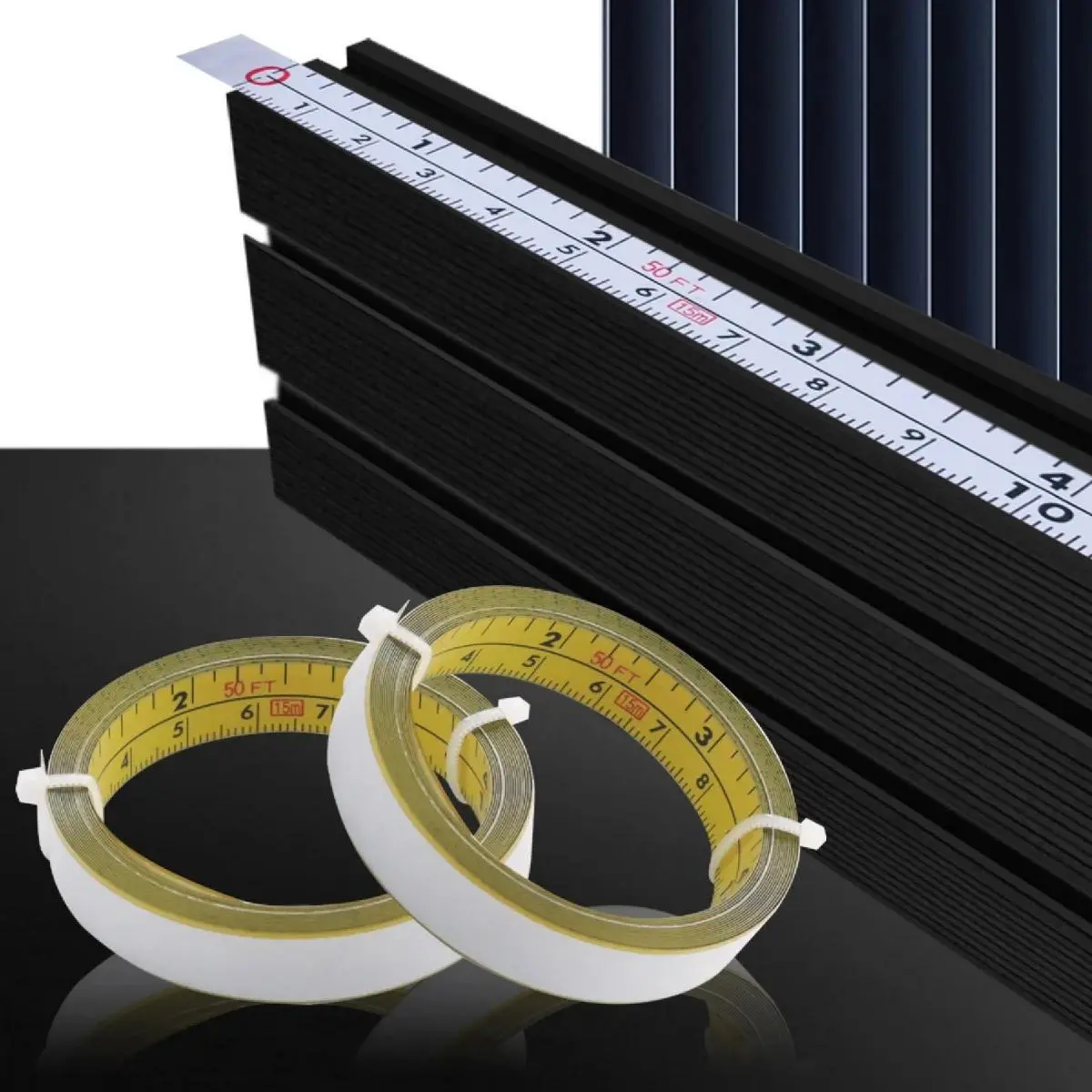 Inch & Metric Self Adhesive Tape, 1-3M Measure Steel Miter Saw Scale, Miter Track Ruler for Router Table Saw T-track Woodworking Tools, Durable Tape Measure, Measuring Tool
