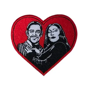 Halloween Scary Couple Heart Iron On Embroidered Applique Patch