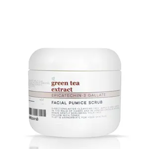 Candee Skin Green Tea Extract Hyaluronic Acid Facial Pumice Scrub for Exfoliation and Pore Clearing - Clay