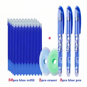 Erasable Neutral Pen Set, 55 Pieces (pen + Refill + Eraser), 0.5mm Tip, Water-Resistant Handle, Office & School Supplies, Multi-Color Ink
