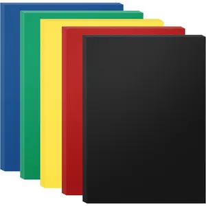 50 Pack 16 Mil Binding Presentation Covers,Sand-Textured Polycovers,8-1/2" x 11" Letter Size Un-Punched Binding Covers 5 Multi Colors (Black, Yellow, Red, Green, Blue)