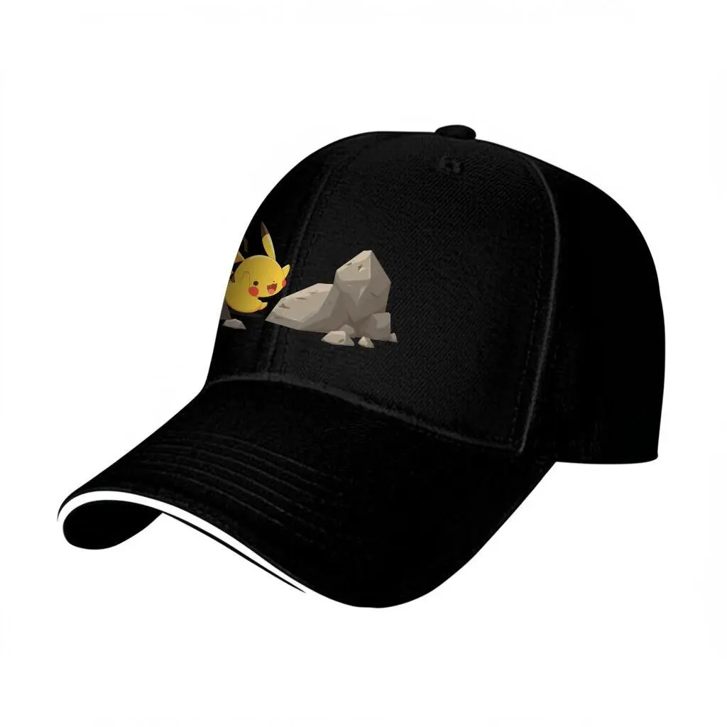 Women's Ponytail Hat, for Men, Casual, PIKACHU Printed Baseball Cap, Cute, Funny, PIKACHU Baseball Hats, Adjustable, Resist Hats