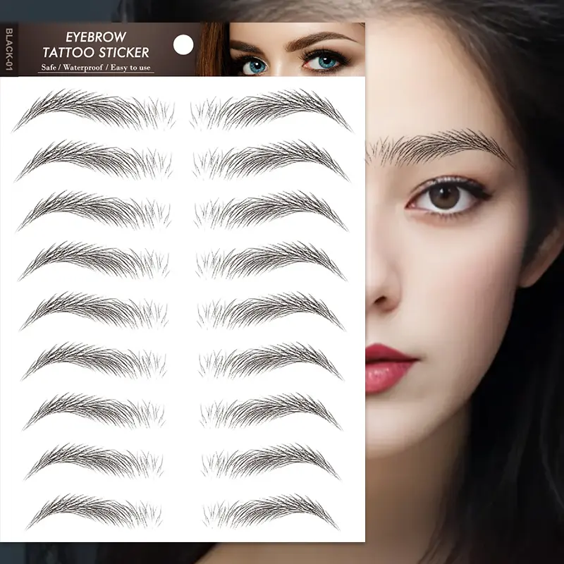 Waterproof Natural Eyebrow Stickers, Unisex Temporary Tattoo Patch, Sweat-Resistant Long-Lasting Design, Easy Application & Removal, Sticker Tattoos