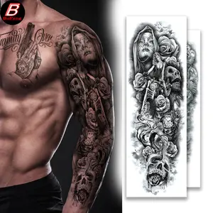 4 sheets full arm temporary tattoo stickers, waterproof sleeve tattoos, long-lasting fake tattoos, body art stickers for wrists, arms and legs.
