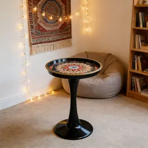 Side Table, Bohemian Side Table, Viral Hourglass Shape Plastic Side Table, Living Room Balcony Side Table, Lightweight Durable, Bohemian Home Decor Essential, Living Room Tables