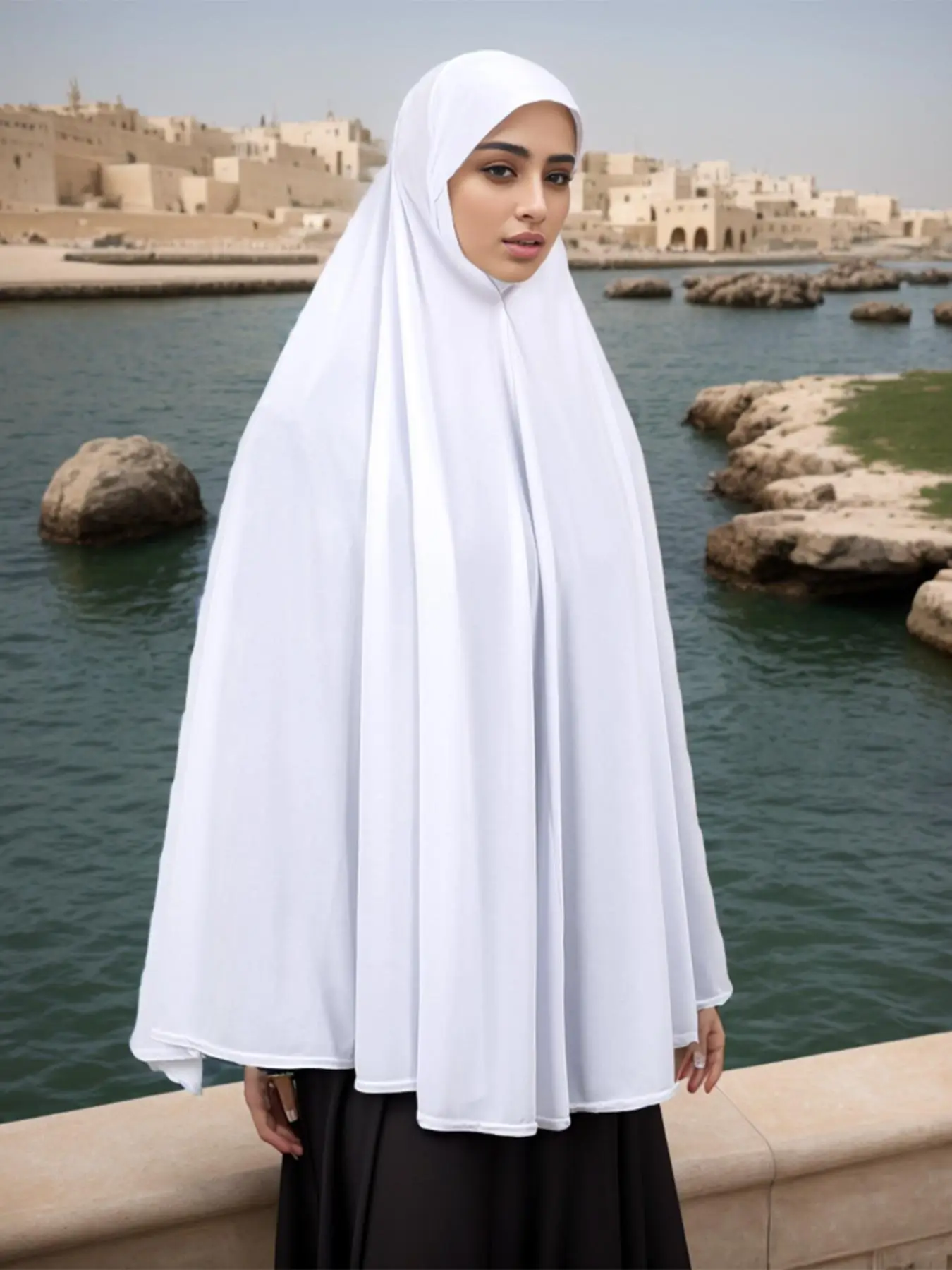 Women's Solid Color Instant Hijab, Casual Elegant Hijab for Daily Wear, Fashion Accessories for Women & Girls