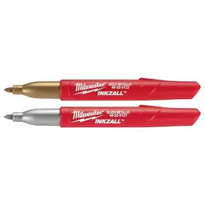 INKZALL Silver and Gold Fine Point Jobsite Permanent Markers (2-Pack)