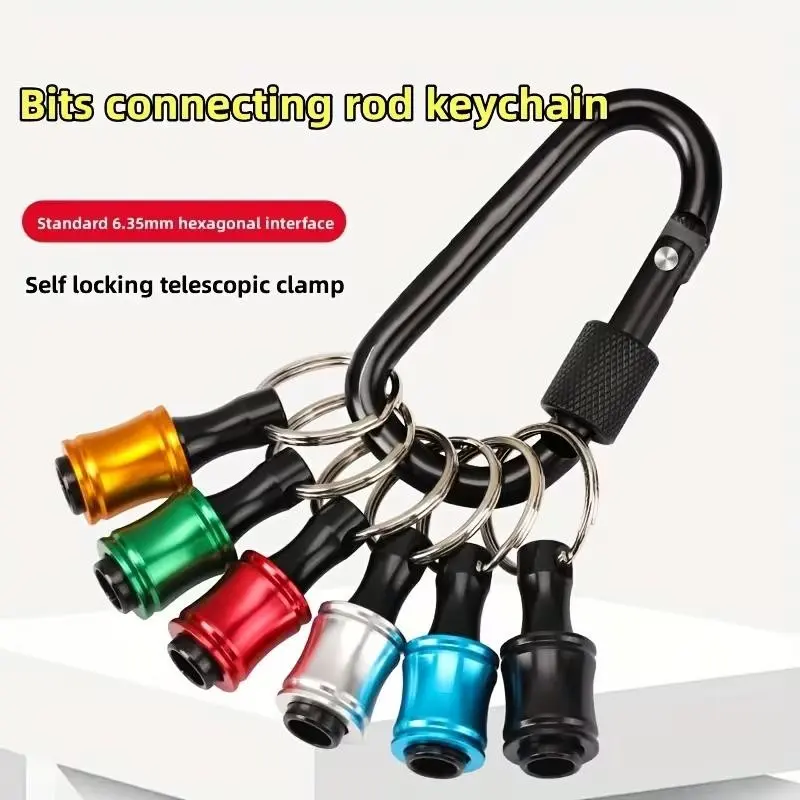 6/12/18 Piece Multicolor Keychain Tool Set, Quick Change Hex Handle Bit Holder, Portable 1/4 Inch Drill Key Chain, Lightweight Extension Rod Adapter, Quick Change Bits, Cool Keychains, Multifunctional Keychain, Metal Keychain
