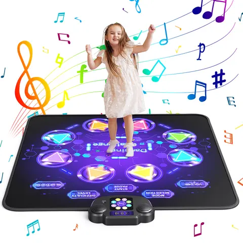 MERACH Foldable Bluetooth Light-Up Electronic Dance Mat - Sturdy PE/PP/ABS Build, Built-In Music Dance Game Toy, High Sensitivity, Boosts Rhythm, Physical Activity & Sports Ability, Christmas Gift for 3-12 Years Old Kids