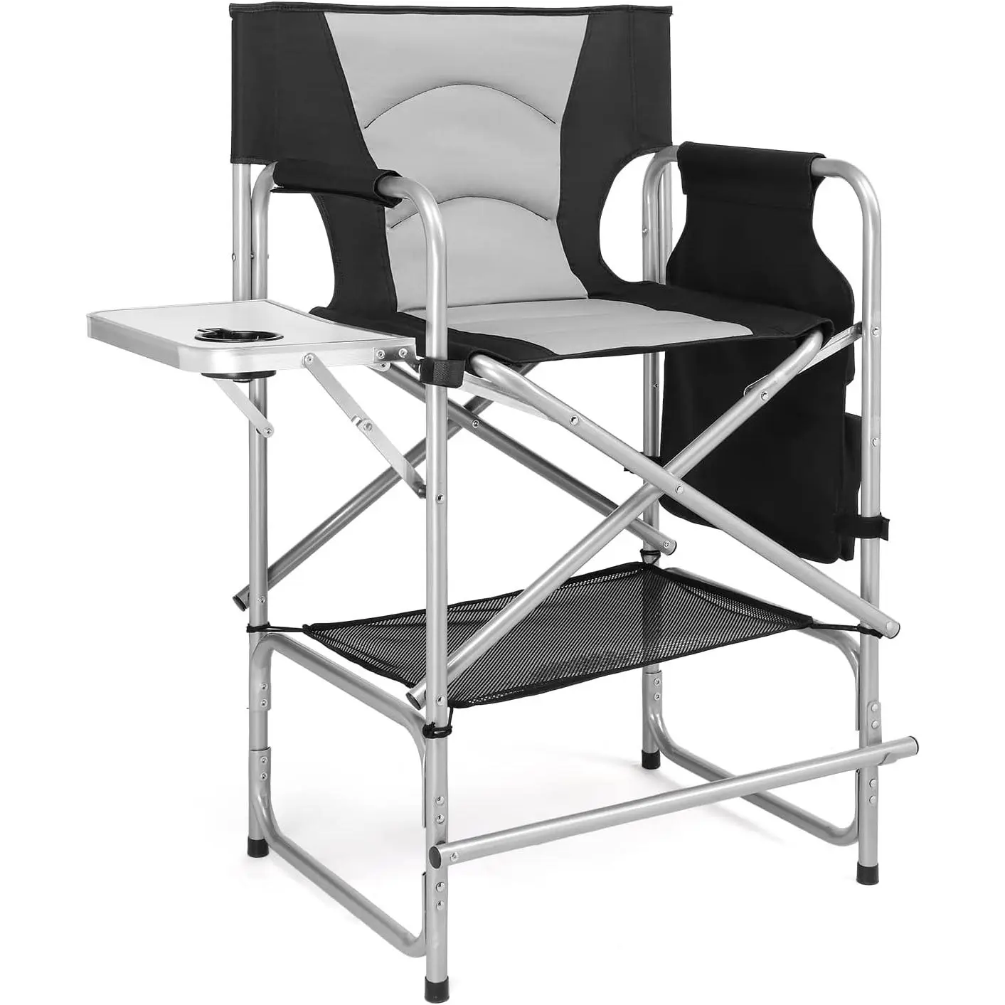 Aluminum Collapsible Directors Chair - Folding Chair with Side Table, Storage Bag, 67cm Seat Height for Artists, Aluminum Directors Chairs, Collapsible Directors Chairs
