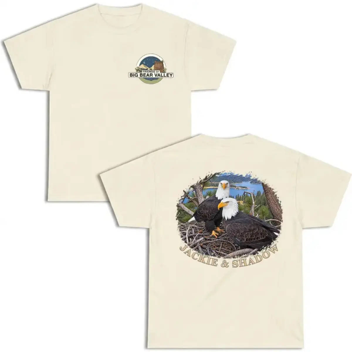 Jackie & Shadow Friends of Big Bear Valley Tee Pure Ring-Spun Cotton Fabric Casual Crew Neck Short Sleeve Soft-Washed T-Shirt Tops for Women for Men