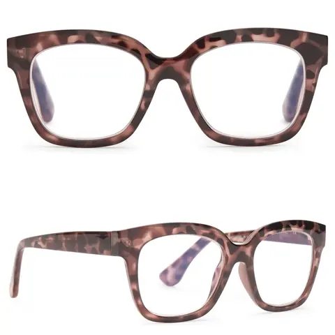 DIFF Ava Beige Tortoise Blue Light Readers - Lightweight Chunky Style Frame