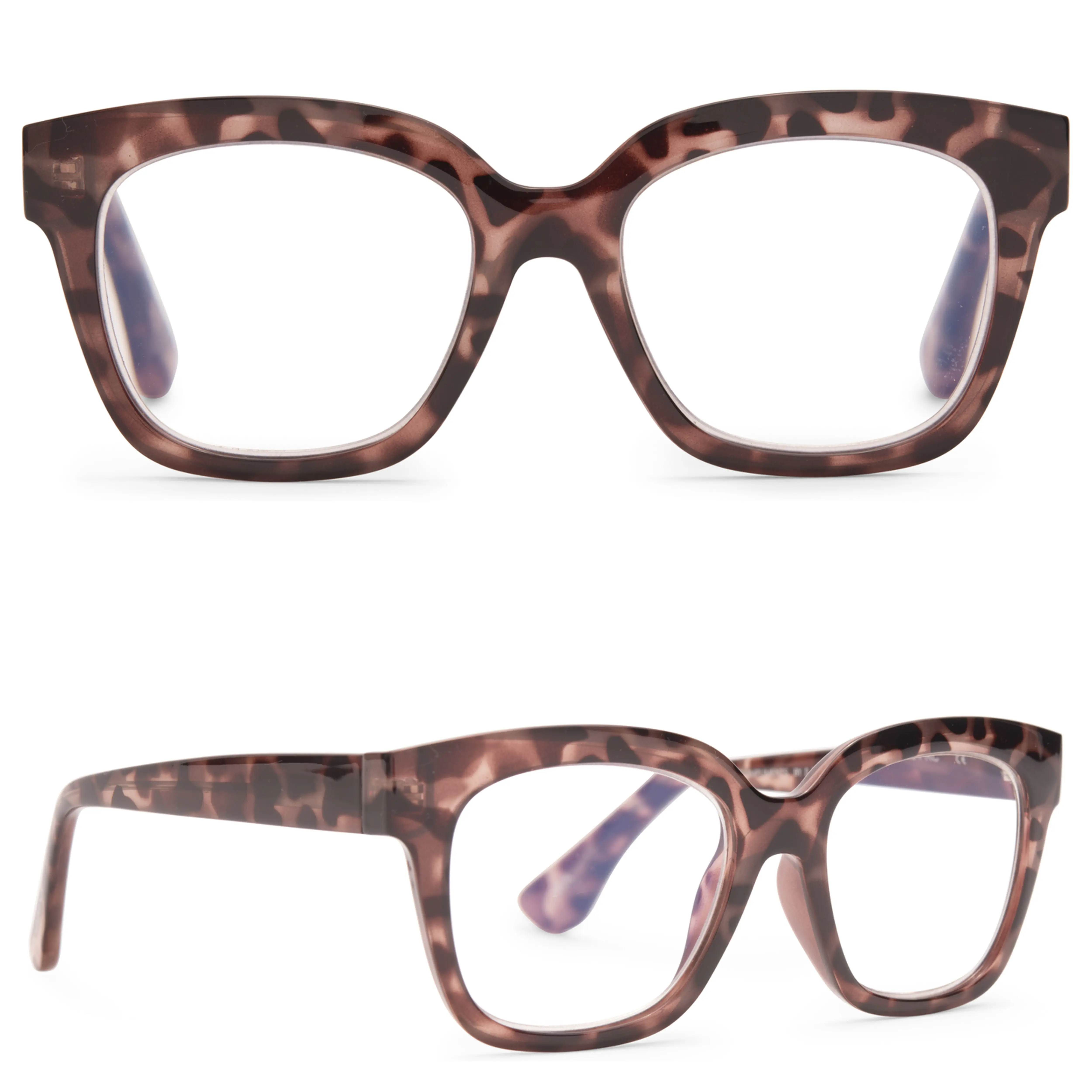 DIFF Ava Beige Tortoise Blue Light Readers - Lightweight Chunky Style Frame
