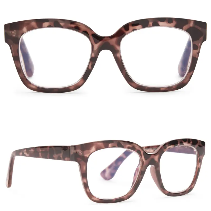 DIFF Ava Beige Tortoise Blue Light Readers - Lightweight Chunky Style Frame